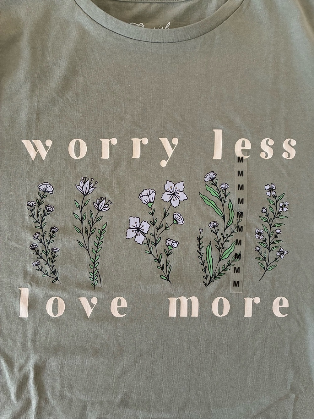 Fleurish Sage Green 'Worry Less Love More' Floral Tee